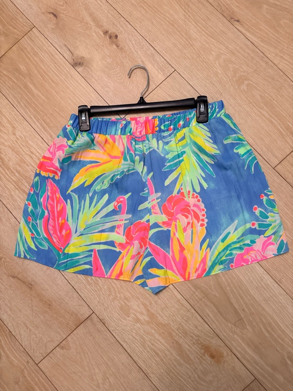 Lilly Pulitzer Blue Tropical Floral Elastic Waist Shorts